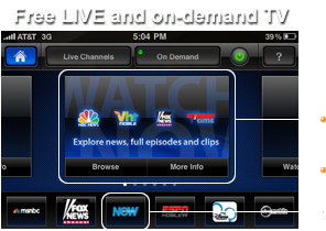 screenshot of MobiTV app for iPhone